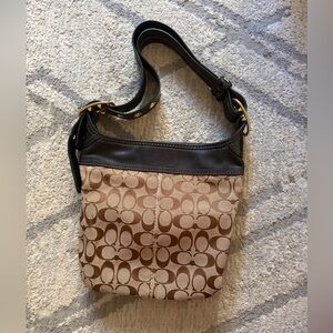 Coach Signature Brown and Tan Shoulder Bag
